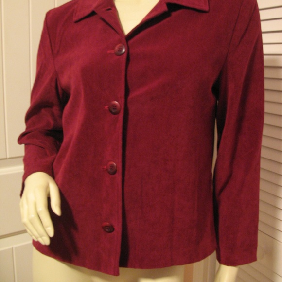 Vintage Y2K 90s Briggs Velour Blazer Jacket Red Maroon Preppy Academia Old Money - Picture 4 of 8